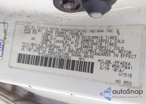 2004 Toyota Sienna Le z USA, uszkodzony, nr VIN 5TDZA23C34S023992